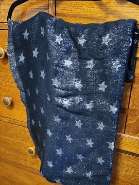 Ann Taylor Black And Silver Metallic Thread Scarf/Wrap